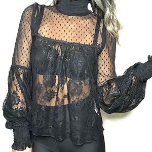 Elegant Black Lace Sheer Top
